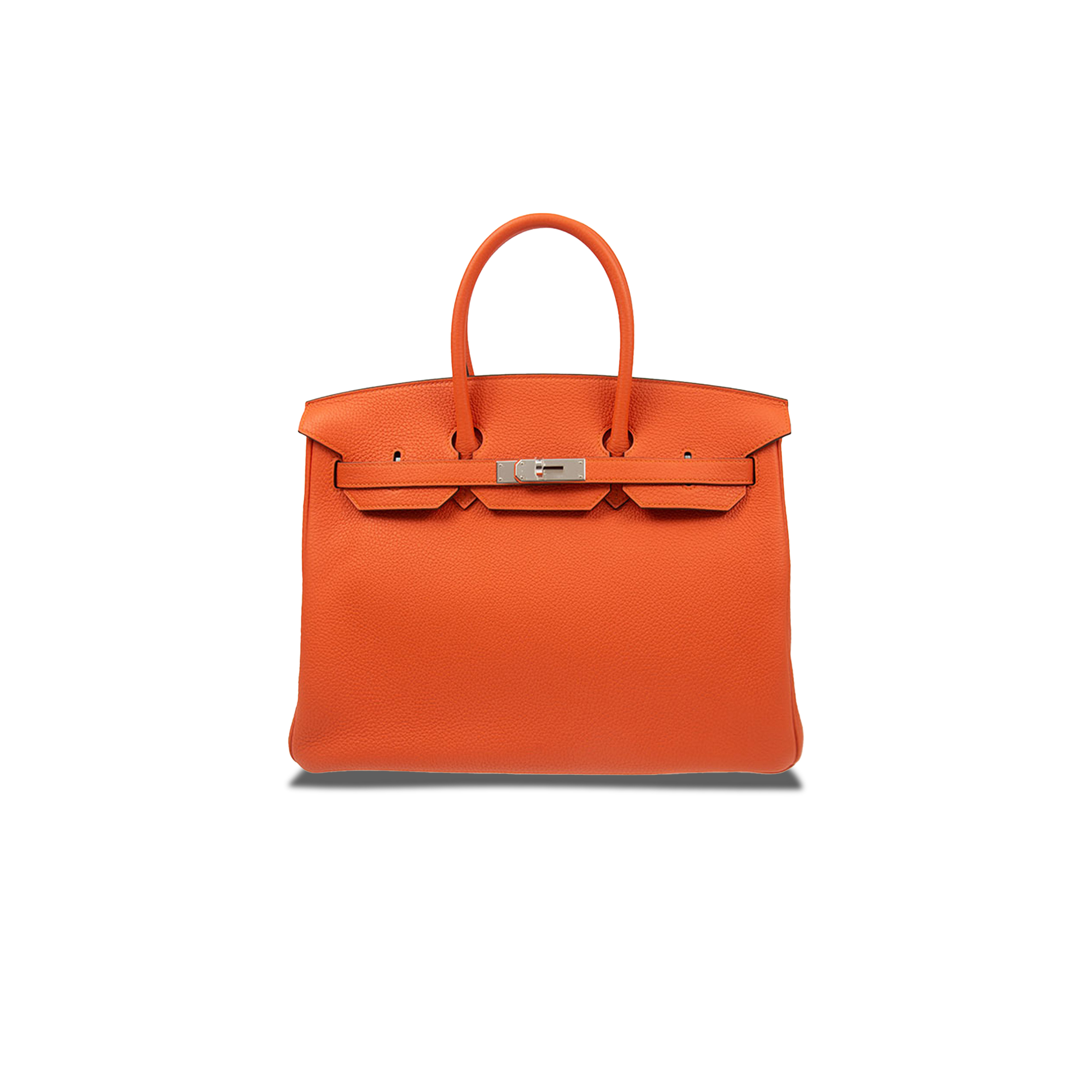 HERMES BIRKIN 25 TOGO LEATHER ORANGE SILVER BUCKLE BAG 521791 (25*20*13cm)